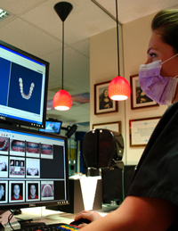 Dr. Cardarelli working at the lab